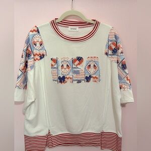 335. Striped Patchwork Oversized Shortsleeve Sweatshirt